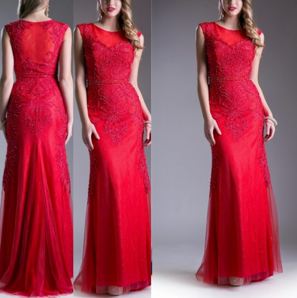 Red evening gown dress is darker red than pictured